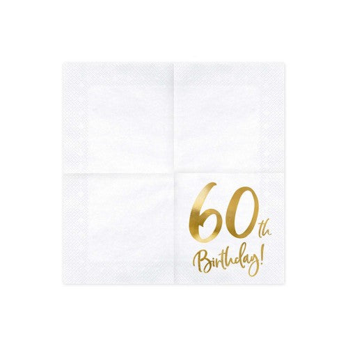 Gold Milestone 60th Lunch Napkins - Pack of 20