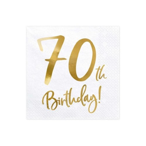 Gold Milestone 70th Lunch Napkins - Pack of 20