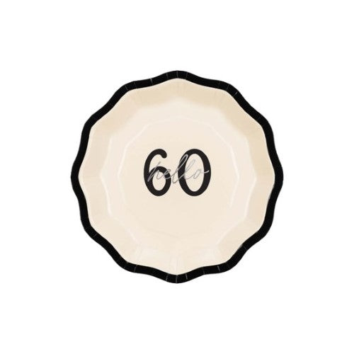 Elegant Milestone 60th 17cm Paper Plates - Pack of 6