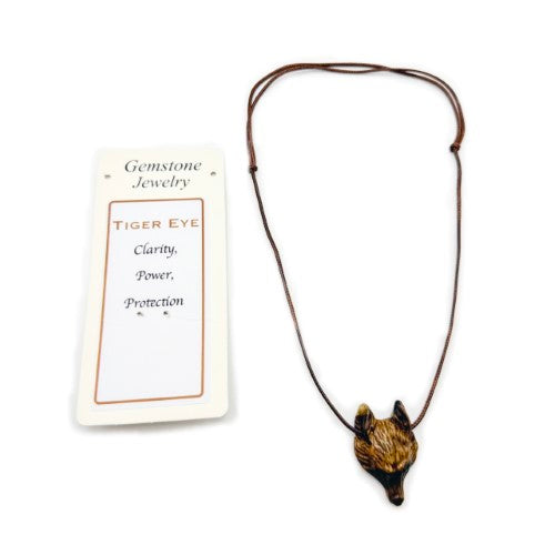 Pendant - Tiger Eye Wolf Head