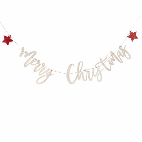 Festive Fun Wooden Merry Christmas Banner 2m
