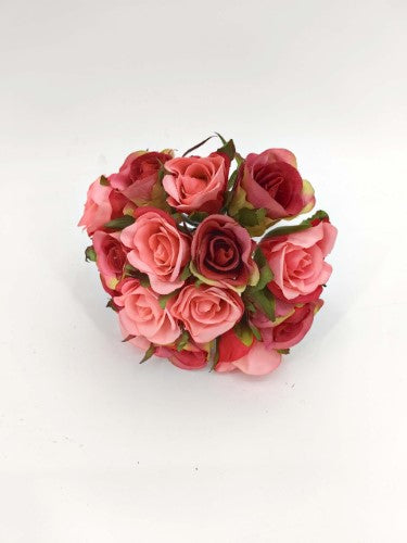 Artificial Rosebud Posy (Salmon Red)