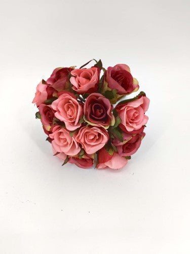 Artificial Rosebud Posy (Salmon Red)