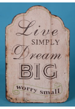 Metal Wall Plaque - Live Simply Dream Big