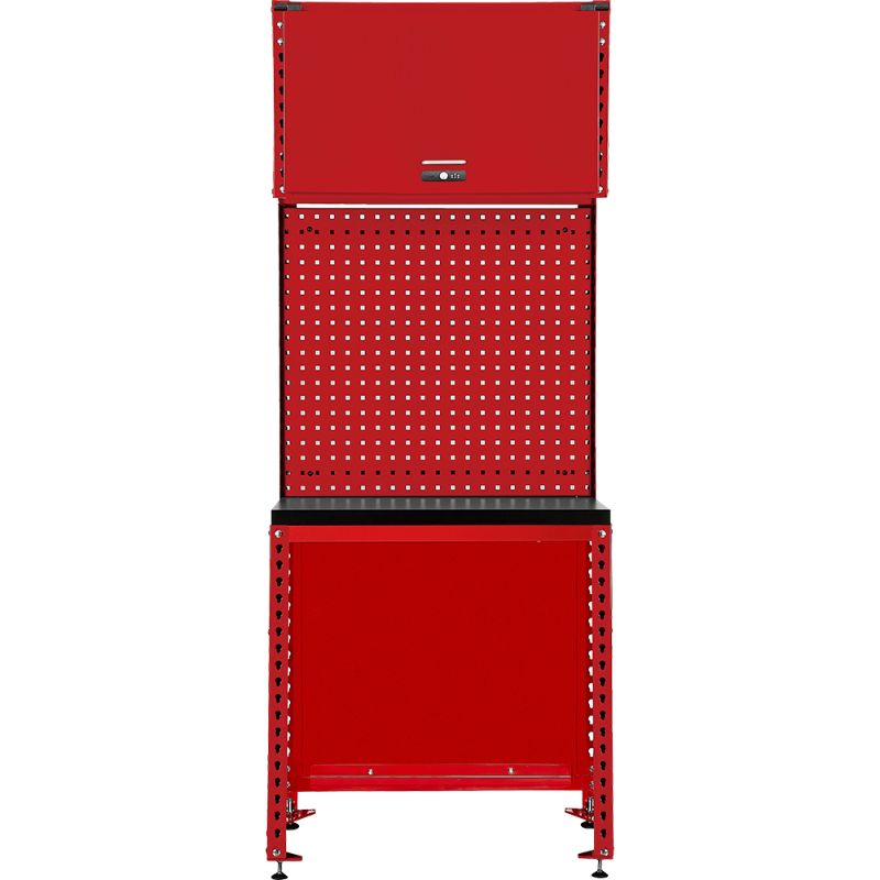 Teng Racking System Base Module 800mm featuring steel construction, height adjustment, tool panel, and secure lock for organized workspace.