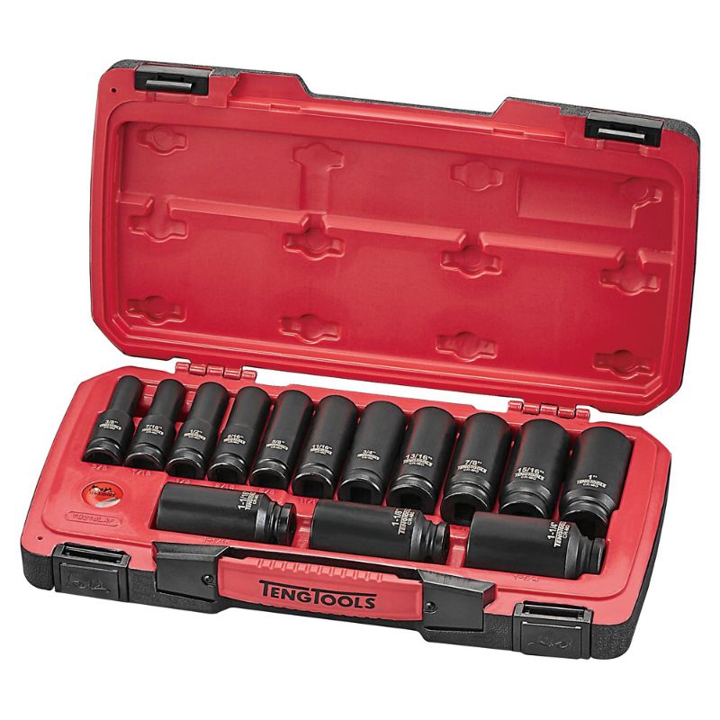 Teng 18pc 1/2in Drive AF Deep Impact Socket Set with 6-point design for superior grip and durability in high-torque tasks.