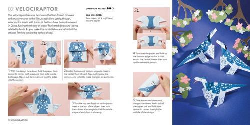 Origami Dinosaurs Paper Block Plus 64-Page Book