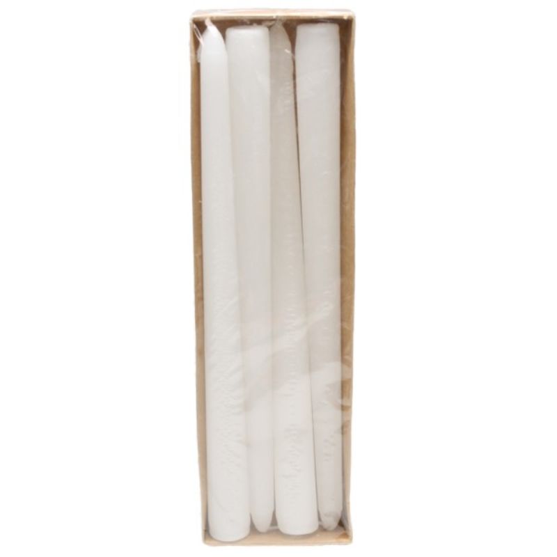 Candle White Taper 25cm Pkt 4