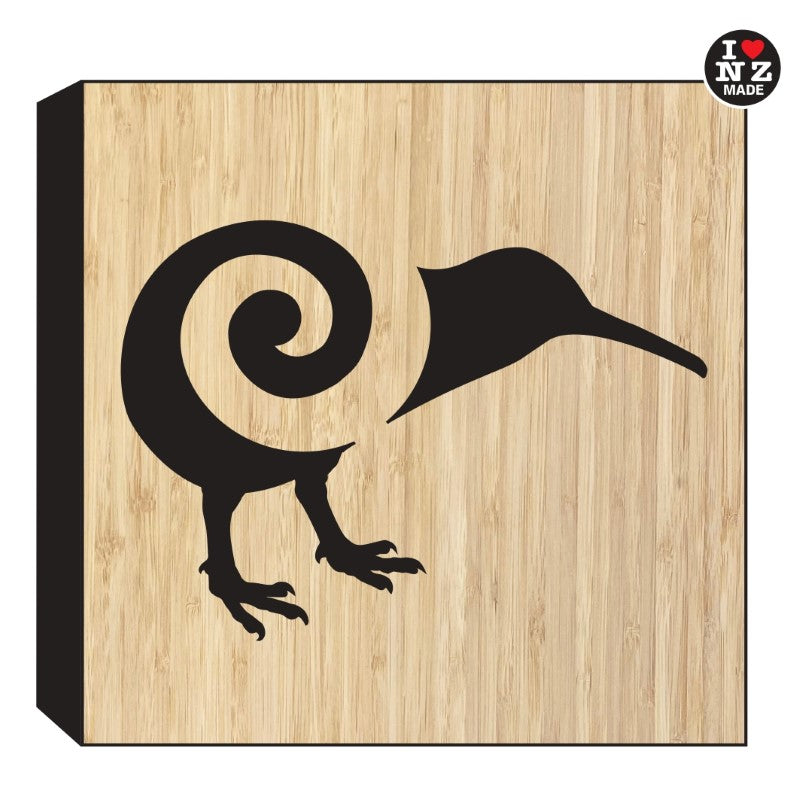 Bamboo Cut Out Art Block Freestanding or Hanging - Koru Kiwi
