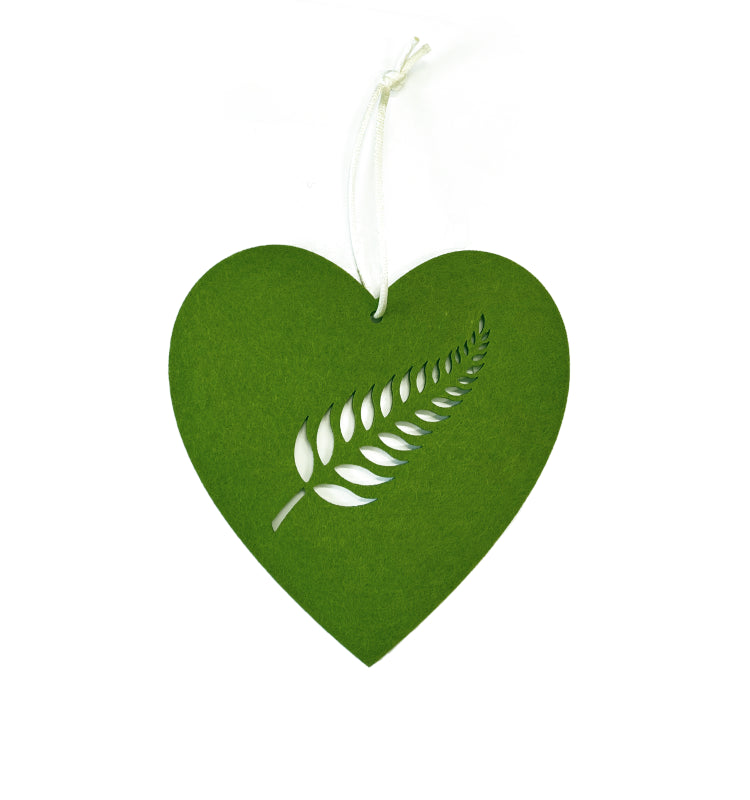 Felt Heart Green - Fern