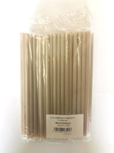 Straws Sugarcane 8mm X 210mm - 100PC