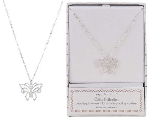 Necklace - Equilibrium Celtic Butterfly Silver-Plated