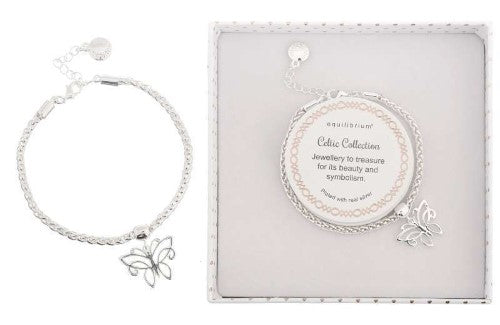 Bracelet - Equilibrium Celtic Butterfly Silver-Plated Mesh