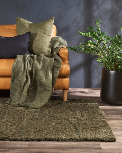 Floor Rug - Aria Olive (200 x 290cm) - OLLO