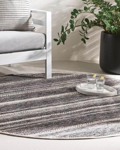 Floor Rug - Cape Cod St Ives Black (195cm dia) - OLLO