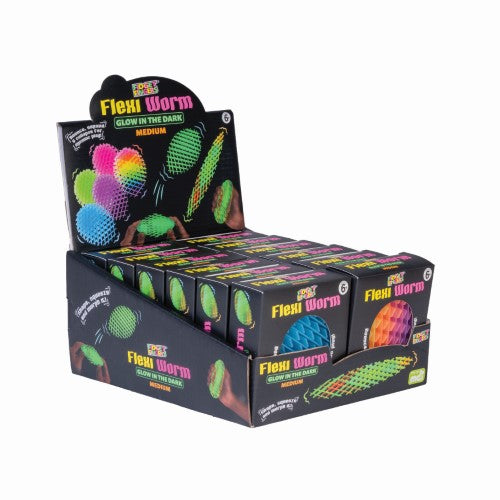 Flexi Worm - Glow in the Dark Medium (Set of 12)