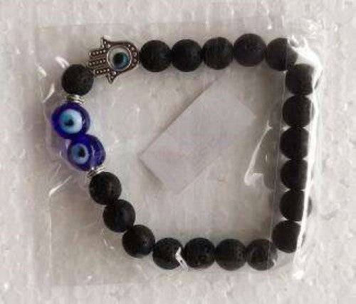 Bracelet - Hamsa Evil Eye Lava Stone
