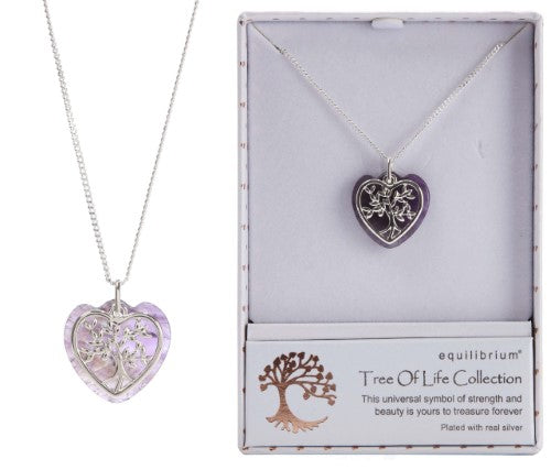 Equilibrium Necklace - Tree of Life Heart Shaped Amethyst