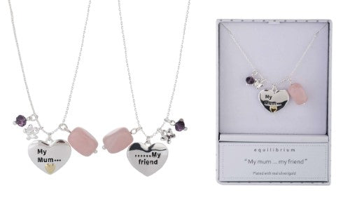 Equilibrium Double Sided Necklace - Mum with Amethyst and Rose Quartz