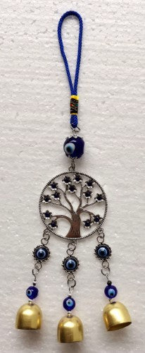 Hanging Ornament - Tree of Life with Bells and Evil Eye (Set of 3)