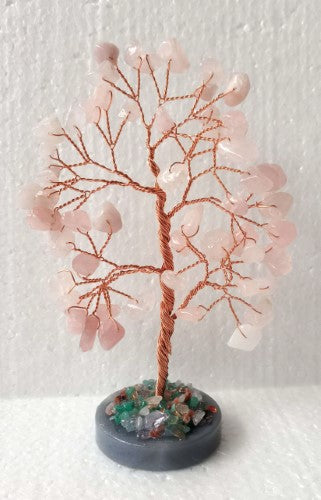 Rose Quartz Tree - Agate Base (14cm)