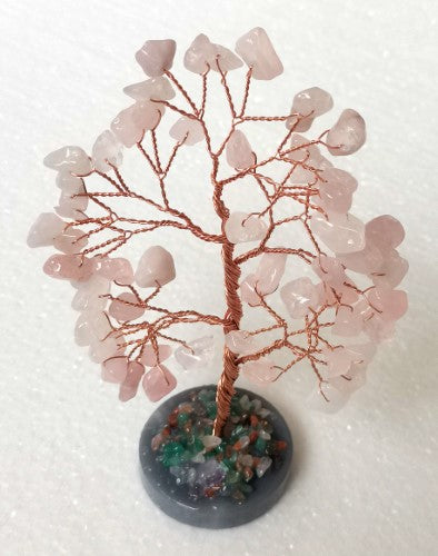 Rose Quartz Tree - Agate Base (14cm)