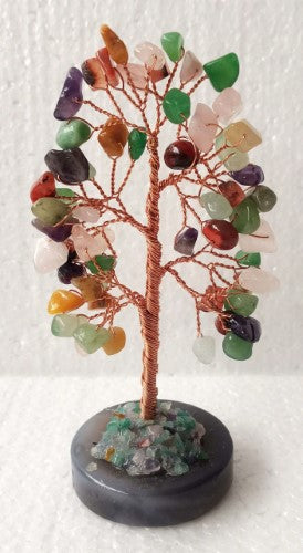 Mixed Gemstone Tree - Agate Base (14cm)