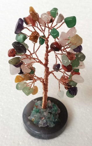 Mixed Gemstone Tree - Agate Base (14cm)