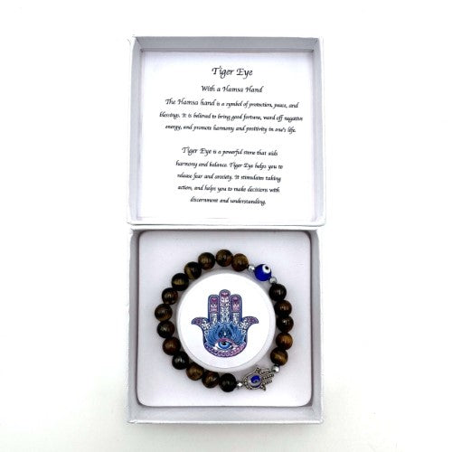 Bracelet - Hamsa Evil Eye Tiger Eye