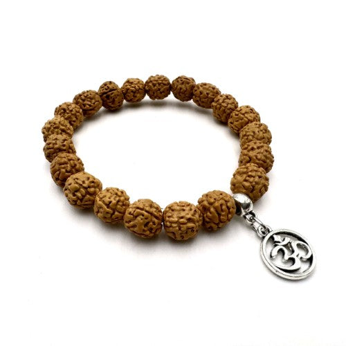 Bracelet - Bodhi Seed Rudraksha with Ohm Charm