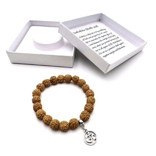 Bracelet - Bodhi Seed Rudraksha with Ohm Charm