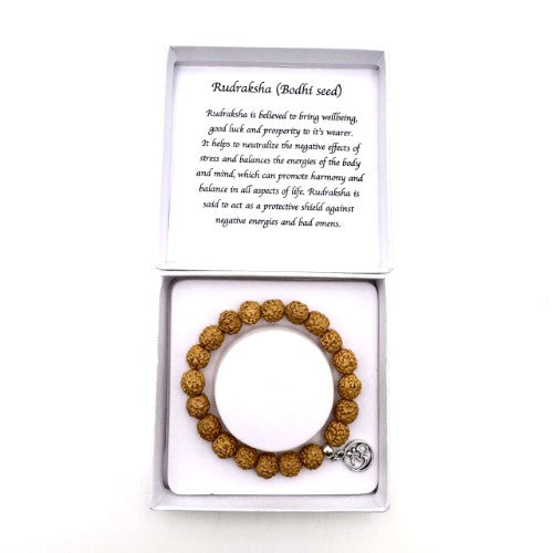 Bracelet - Bodhi Seed Rudraksha with Ohm Charm