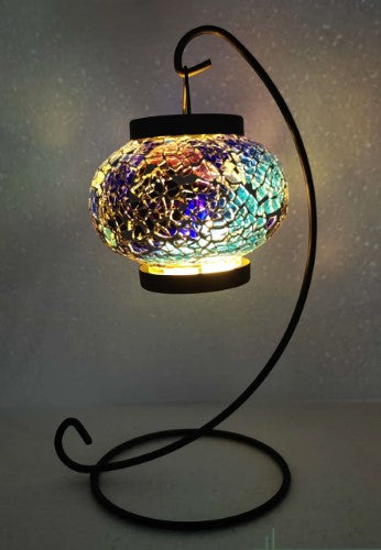 Turkish Mosaic Hanging T Light Holder with LED Candles 1