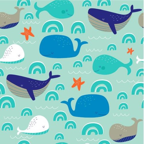 Luncheon Napkin -Whales