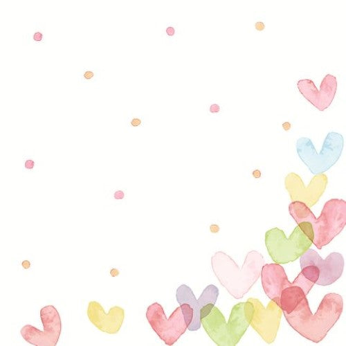 Cocktail Napkin - Hearts Pastel