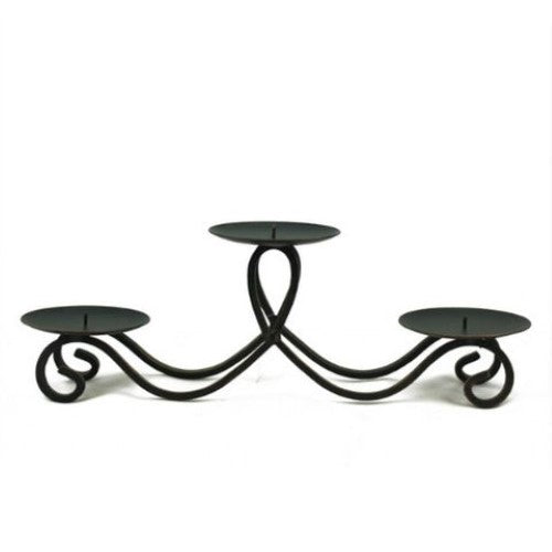 Waxglo Candle Holder - 440mm Long Black/Gold Iron 3 Holder