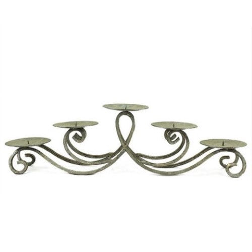 Waxglo Candle Holder - 600mm Long Silver Iron 5 Holder