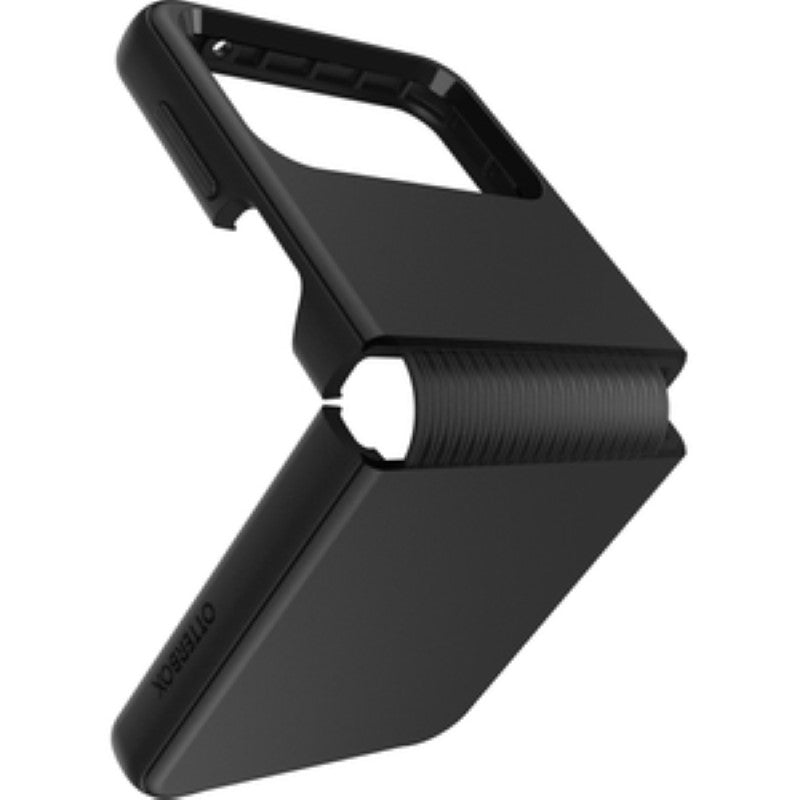 OtterBox Galaxy Z Flip4 case in black, offering drop and antibacterial protection with a sleek, slim design for seamless use.