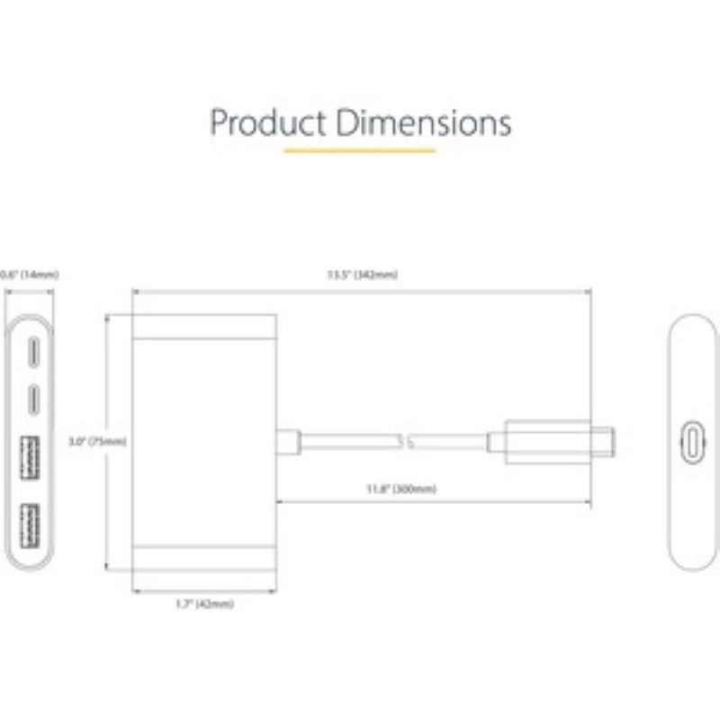 4-Port USB-C Hub with 100W Power Delivery Pass-Through, 2x USB-A + 2x USB-C, 5G