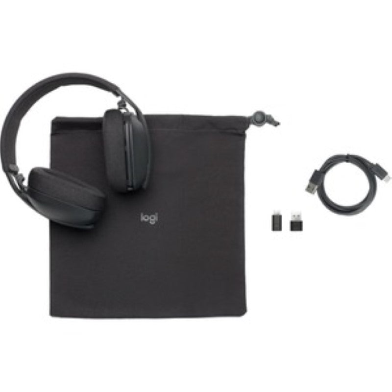 Logitech Zone Vibe Wireless Headset in graphite, offering stereo sound, noise-canceling mic, and USB-C connectivity for modern hybrid work.