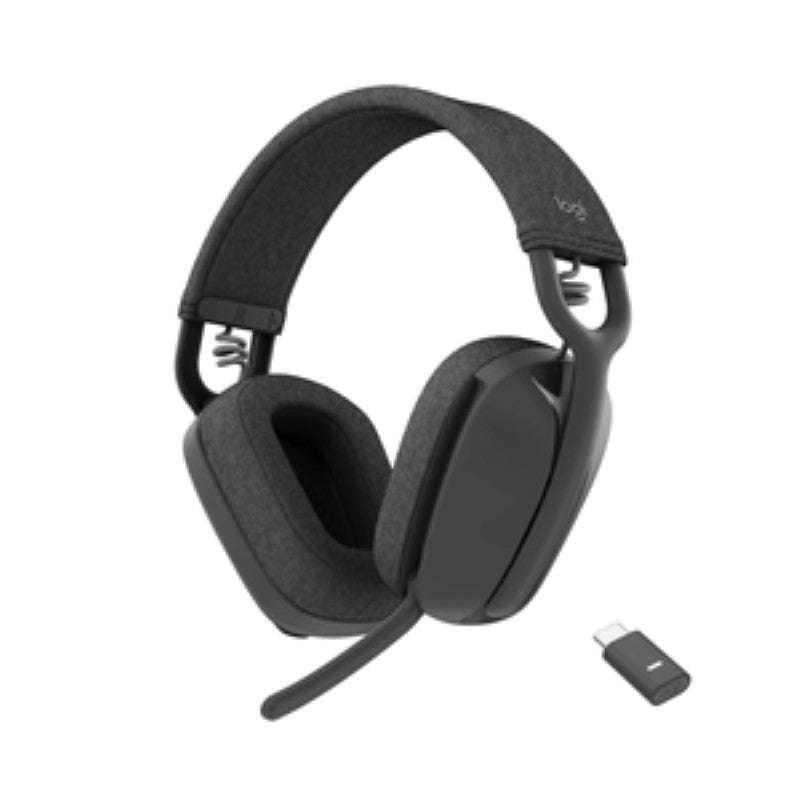 Logitech Zone Vibe Wireless Headset with stereo sound, noise-canceling mic, and USB-C for professionals in hybrid workspaces.