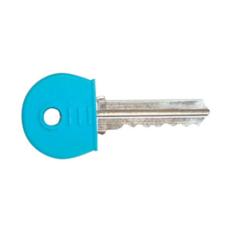 Vibrant assorted key head caps in a 200-piece tub for easy key identification and organization, made from durable rubber-like vinyl.