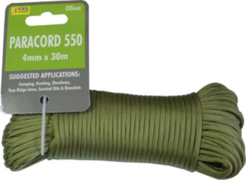 PARACORD 550 - 4MM X 30M HANK OLIVE XCEL