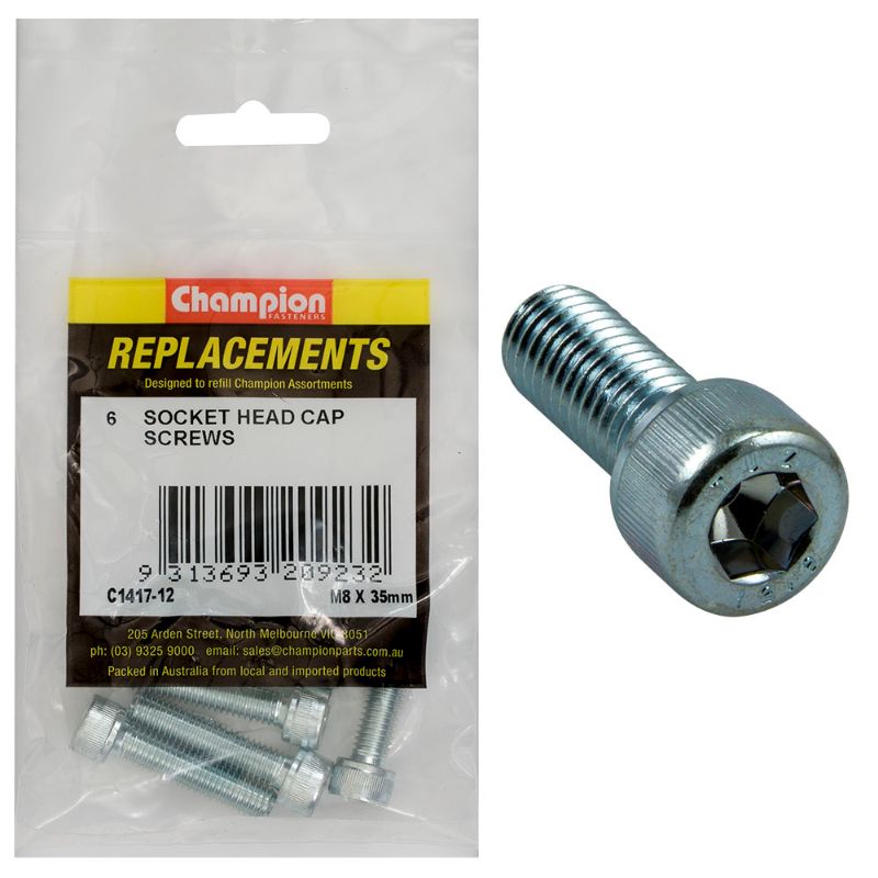 M8 X 35MM SOCKET HEAD CAP SCREWS - 6PK