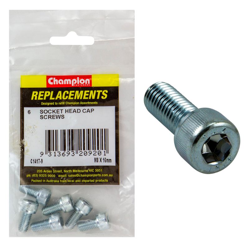 M8 X 16MM SOCKET HEAD CAP SCREWS - 6PK