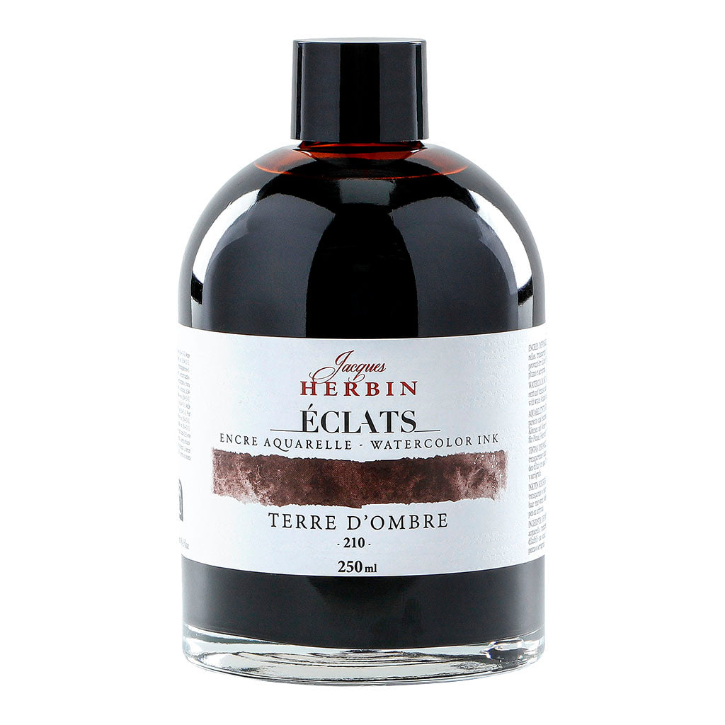 Jacques Herbin Eclats 210 Umber watercolour ink in 250ml, featuring rich umber color for vibrant, expressive artwork.