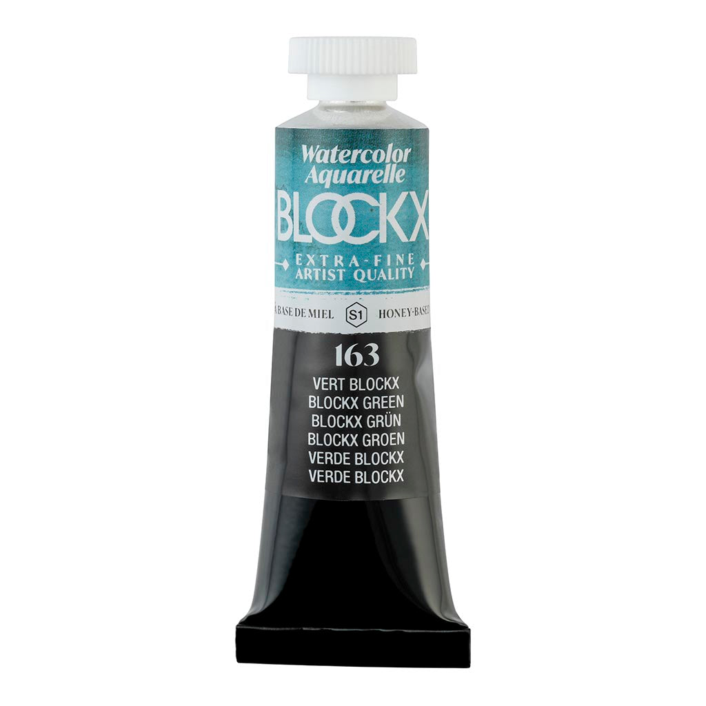 Vibrant BLOCKX Watercolour Tube 15ml S1 163 Blockx Green, made with light-resistant pigments for high-quality art.