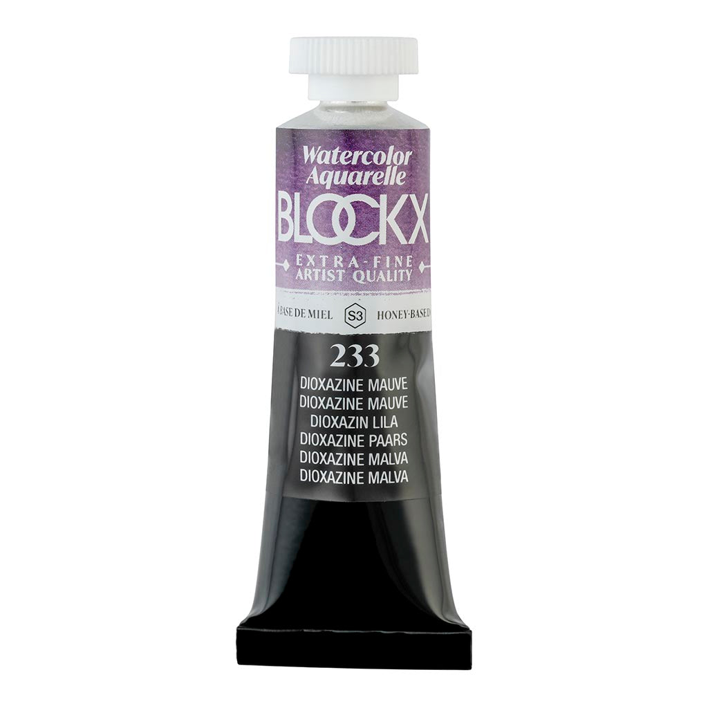 BLOCKX 15ml Watercolour Tube in Dioxazine Mauve, featuring rich, semi-transparent color ideal for artists and creative projects.