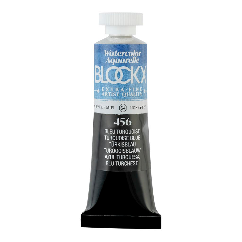 BLOCKX 15ml Watercolour Tube in Turquoise Blue (S4 456) featuring lightfast pigments for vibrant, durable artwork.