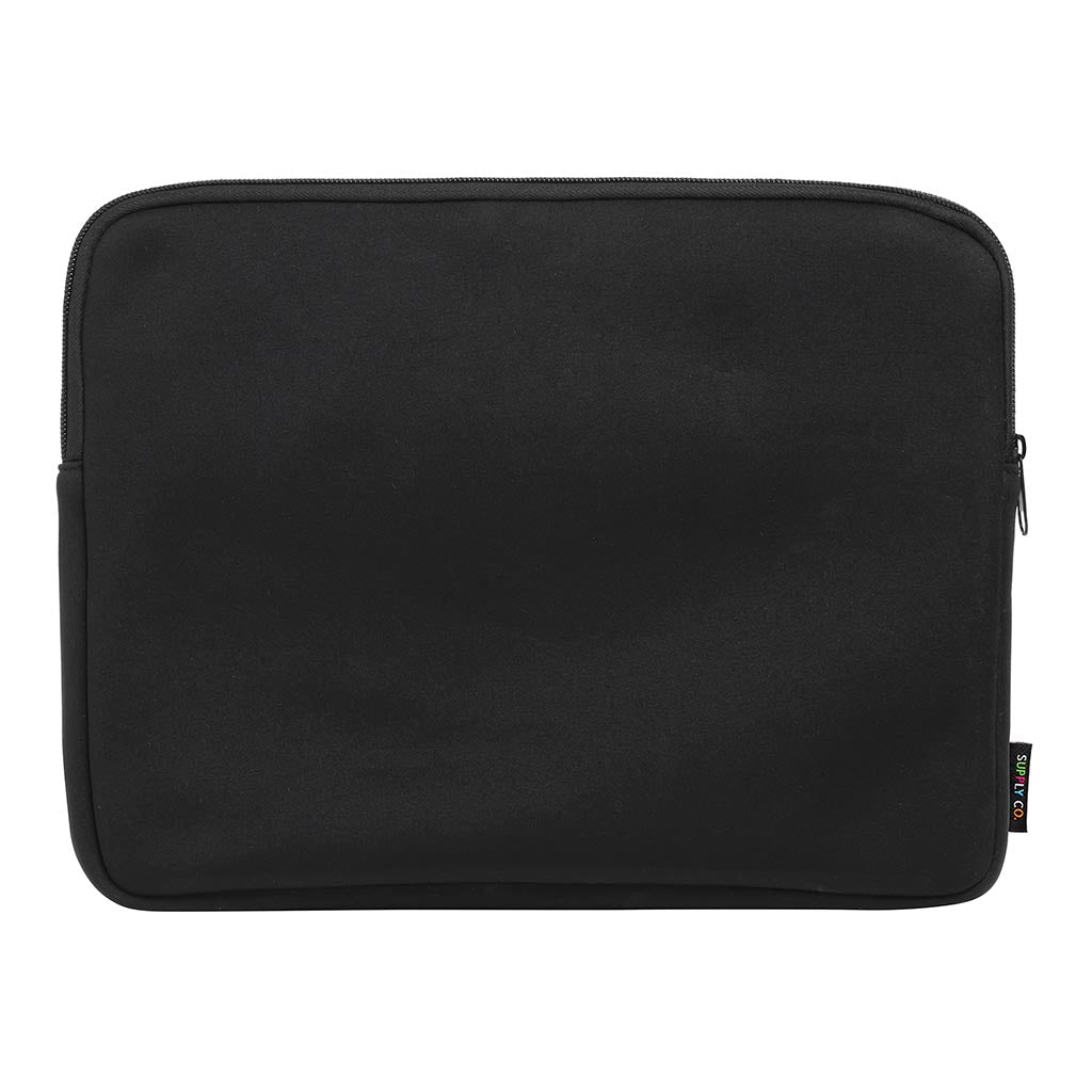 Stylish black neoprene sleeve protecting 10.2-10.9 inch tablets, featuring zip closure for secure convenience.